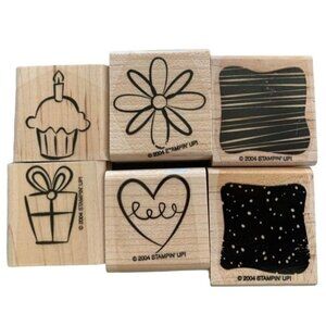 Stampin Up Rubber Wood Block Stamps Set Birthday Daisy Heart Designs